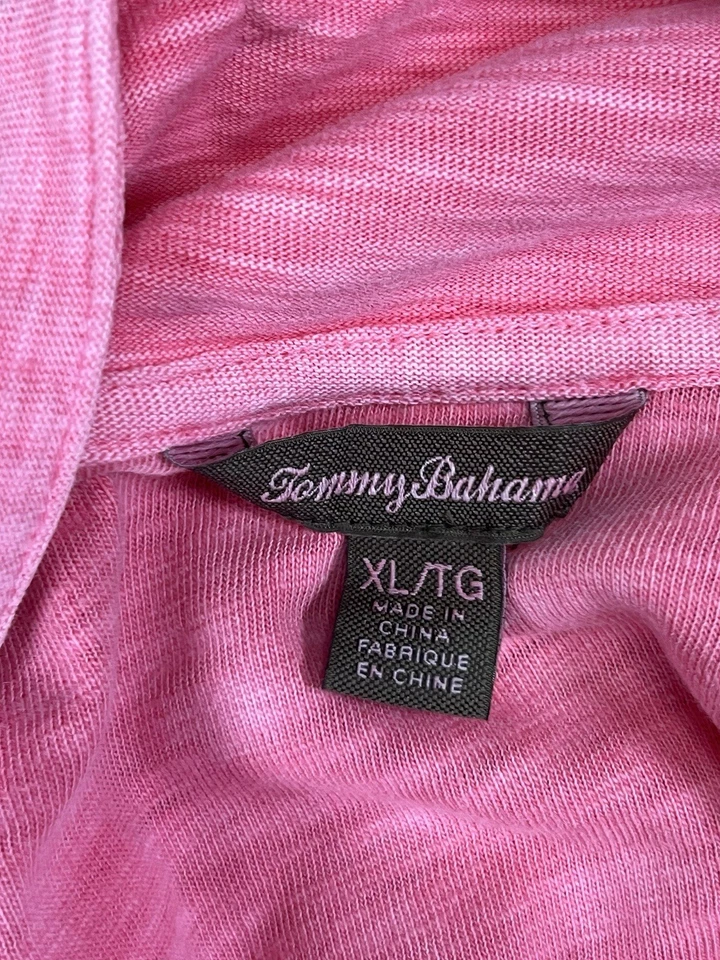 Tommy Bahama Full Zip Cowl Kneck Sweatshirt Jacket Womens XL Pink Cotton - Image 4 of 4