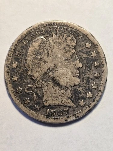 1907 D Barber Silver Quarter, Very Good VG Details - Exact Coin Shown