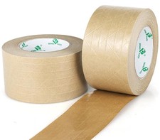 Wide Brown Reinforced Kraft Paper Packing Tape 3inch, 2Rolls Self Adhesive Pa...