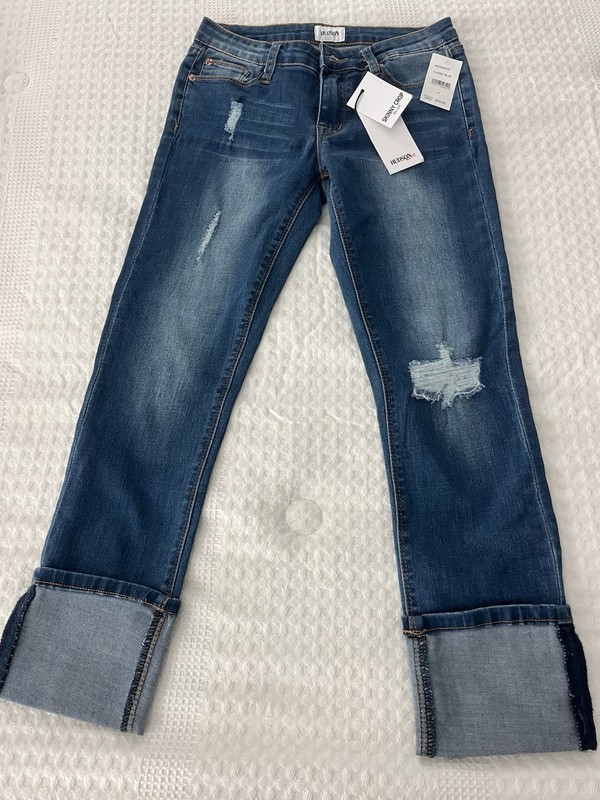Hudson Jeans  - Girls Size 16 -  Skinny Crop Rolled Cuff Distressed - NEW