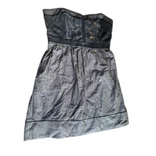 Y2K Staring at Stars Strapless Metallic Mini Dress Size 8