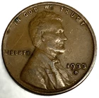 1933 -D Lincoln Wheat Cent Penny Very Fine Better Date Denver 1c US Coin - 3704