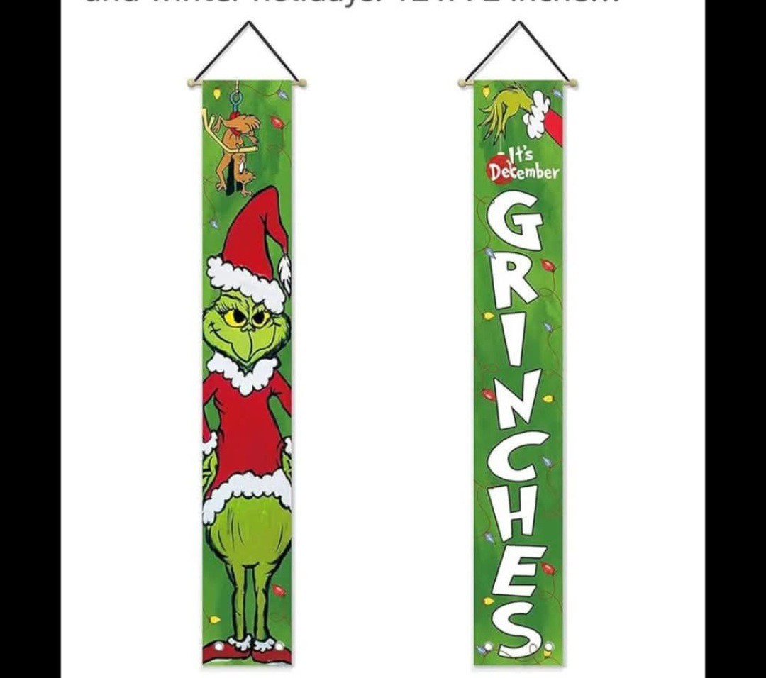 Grinch Christmas Light Up Porch Sign Door Banner Set of 50 Packs