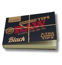 RAW Black Perforated Tips – Classic (Extra Long) – Single Pack