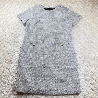 LOFT Petite Tweed Sheath Dress 4 Gold Button Pockets NWT Office Career Chic
