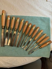 ASHLEY ILES 13 PIECE CARVING CHISELS AND WOODTURNING TOOLS MADE IN ENGLAND