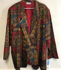 Vintage Danielle B Jacquard Blazer Sz 3X NWT Lightweight w/Pockets Made in USA
