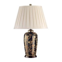Tischleuchte Beistelllampe Nachttischlampe Porzellan Schwarz Gold H 74 Cm