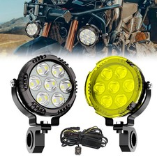 2x 100w Led Motorcycle Driving Fog Spot Light Auxiliary Lamp Whiteamber Wwire
