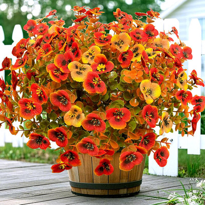 Artificial Mums Fall Flowers for Outdoors, 12Pcs Fake Mums UV Resistant Outdoor 