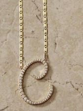 RARE LANA JEWELRY DIAMOND 14K GOLD LG C MONOGRAM INITIAL MALIBU NECKLACE CHAIN