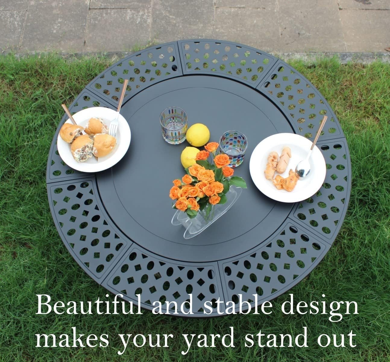 36 Inch Fire Pit with 2 , Wood  Fire Pits for Outside with Lid, Poker and Round 