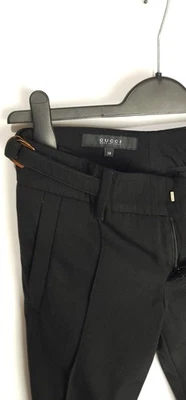 Pantalon femme GUCCI noir en laine taille 38 détails dorés bretelles latérales - Photo 1/4