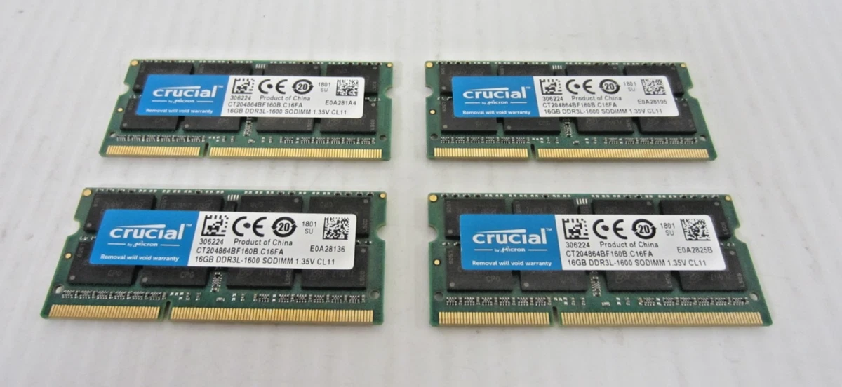 Crucial PC3-12800 (DDR3-1600) 16 GB Computer Memory (RAM) for sale