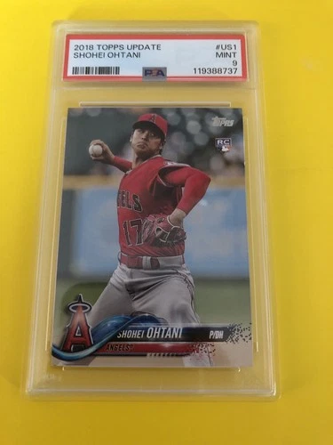 2018 Topps Update Series - Shohei Ohtani #US1 Pitching, Red Jersey (RC) PSA 9
