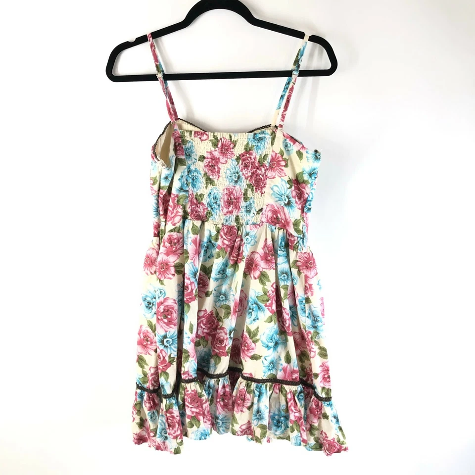 Katia платье линия цветочный хлопок оборки кнопка деталь без рукавов бежевый синий M - Изображение 2 из 4