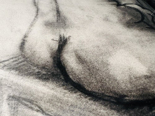 Mujer Desnudo DIBUJO ORIGINAL Arte Carbón Desnuda Mujer Ordinaria Modelo Sentado - Imagen 13 de 24