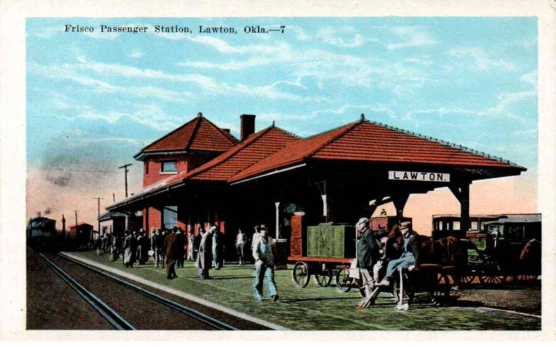 Lawton, Oklahoma - People at the Frisco Passenger Station - c1920