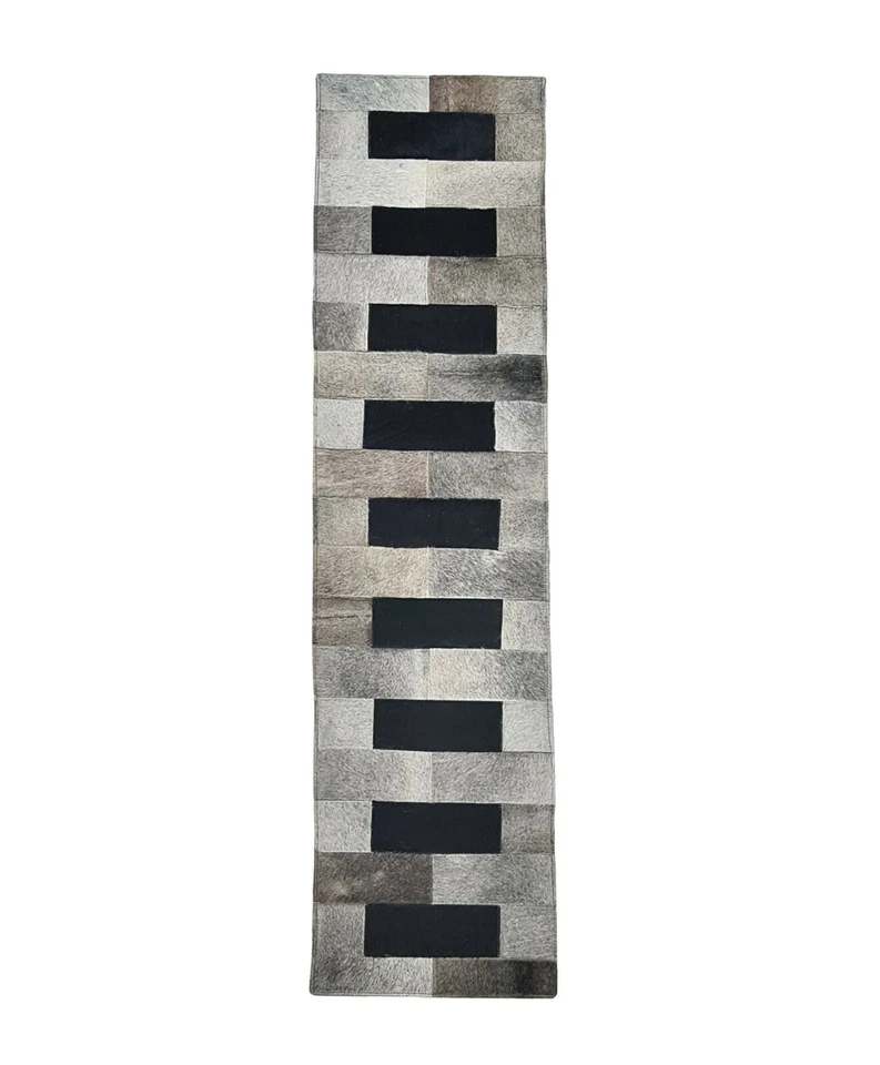 Cowhide table runner / Genuine Leather table runner / Black & Grey  - Image 4 of 4