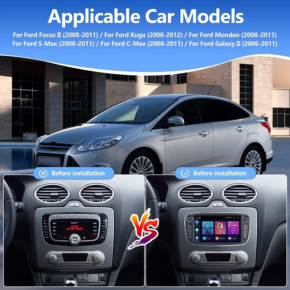 7" Für Ford Focus Mondeo Mk4 S/C-Max Galaxy Android 13 GPS NAVI FM BT Autoradio - Bild 3 von 4