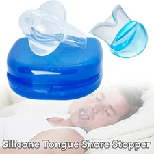 Anti Snoring Sleep Aid Device Silicone Tongue Mouthpiece Snore Stopper with Case