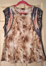 Ces Femme Size Small Multi Texture Cap Sleeve Top Tunic