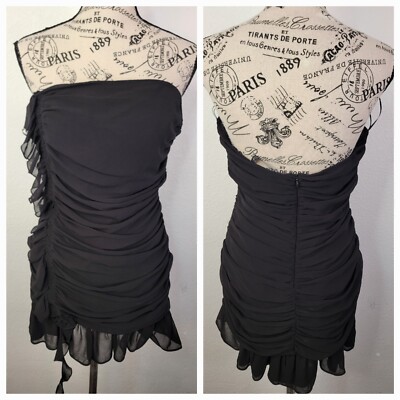 ruffle ruched dress zara Zara Linen Ruched Mini Dress Pink XS Puff Sleeve Smocked Ruffle Fitted Lolita