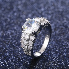 3.5ct Round Cut AAA Cz Band Elegant Ring Women's 925 Silver Wedding Ring Sz 6-10