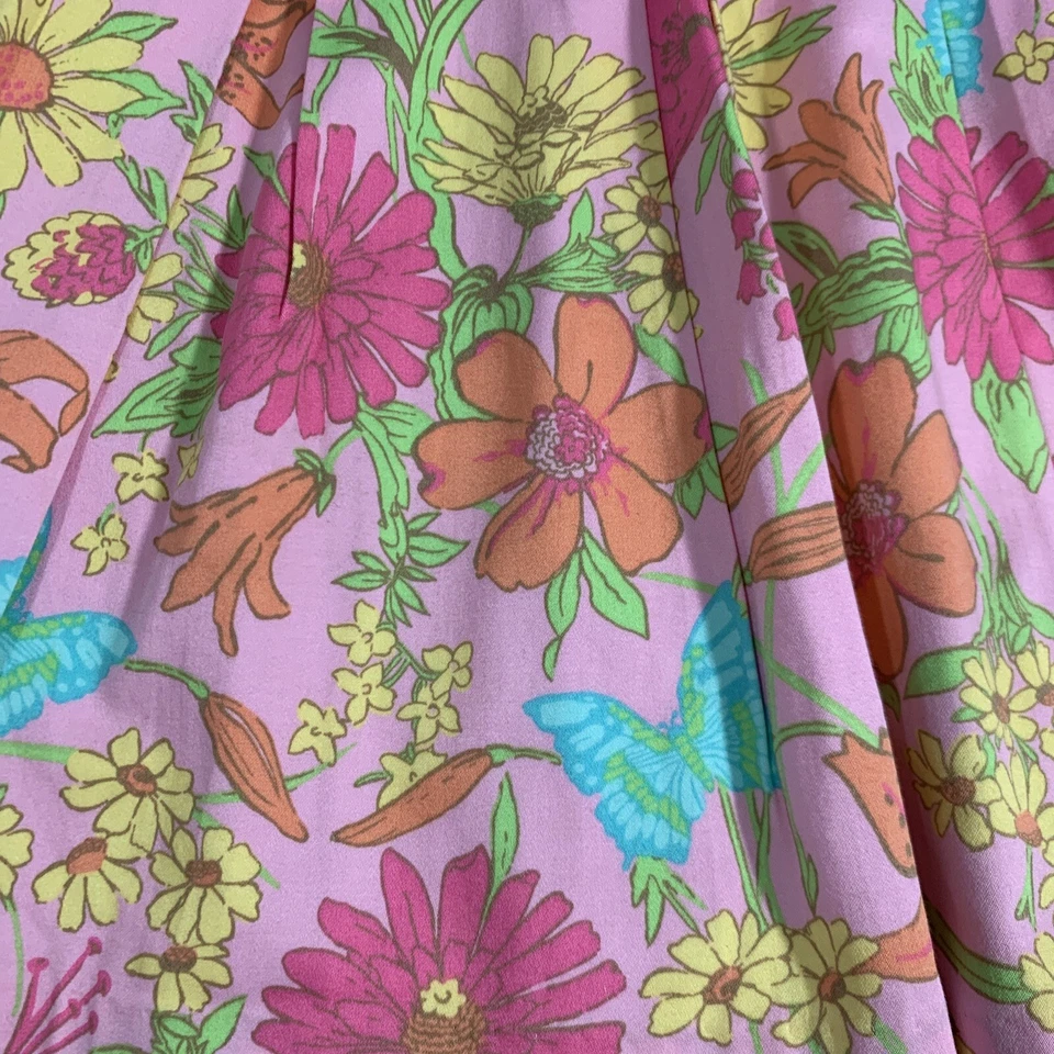 Girls Floral Pleated Skirt Size 8 Pink Lined Hidden Zipper Hartstrings - Image 3 of 4