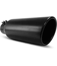 Stainless Steel Exhaust Tip 2.5" Inlet 4" Outlet 12"Long Bolt-On Tailpipe Black