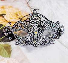 Iridescent Crystal Masquerade Mask, Wedding Party Mask, Ball Mask, Cosplay Mask