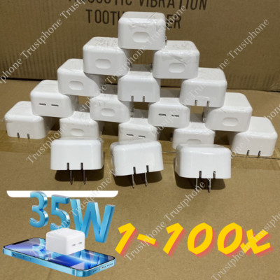 35W Dual USB-C Power Adapter Fast Charger Cube For iPhone 16 14 iPad Samsung Lot