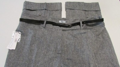 NEW Womens 20W Gray Classic Fit Regular Dress Cuffed Pants W/Belt By Willow Bay