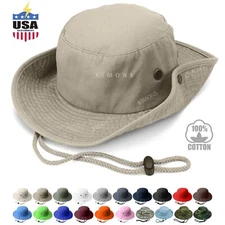 Wide Brim Bucket Hat Cotton Fishing Camping Safari Boonie Sun Summer Cap Men SB