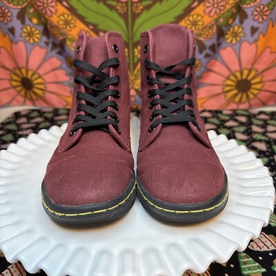 Doc Martens Shoreditch Canvas Shoes Boots Air-Wair Maroon Women's