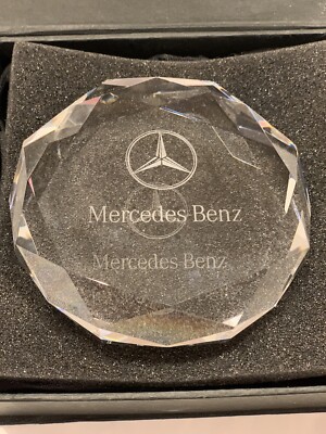 Vintage Mercedes Benz Car Crystal Glass Paperweight W BOX Logo OEM