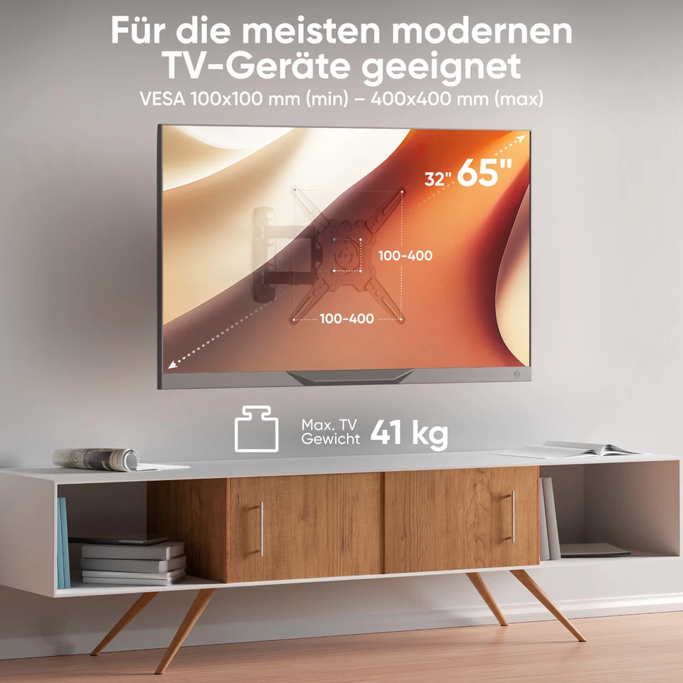 ONKRON TV Wandhalterung drehbar für 32-65 Zoll, bis 41 kg, M4R-B - Bild 4 von 4