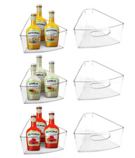 Lazy Susan Organizer Bins, Corner Cabinet Organizer, Plastic Corner Bins