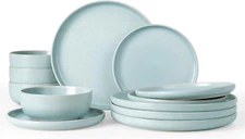 Milkyway Plates and Bowls Set, 12 Pieces Dinnerware Sets, Reactive Glaze Dish Se