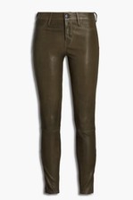 J Brand Women  s 100 Lamb Leather Ankle Zipper Skinny Stretch Pants Size 25