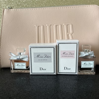 DIOR BLOOMING BOUQUET EDT, MISS DIOR EDP 0.17 FL OZ MINI FLUID WITH DIOR POUCH