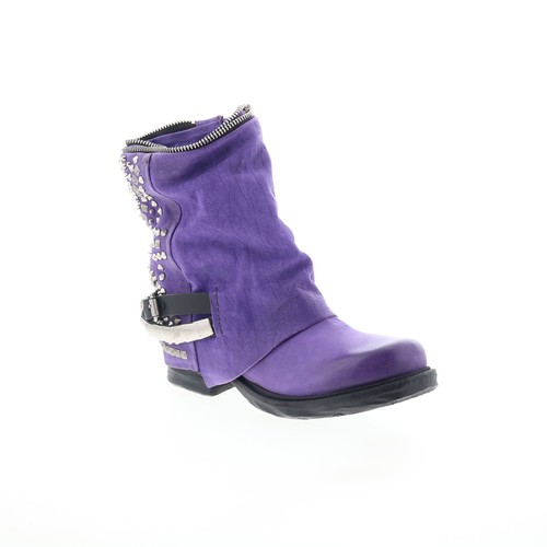 A.S. 98 Sid Womens Purple Leather Zipper Casual Dress Boots 3