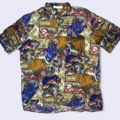 Vintage Art Style Expression Worldwide Hawaiian 100% Rayon Paint style Size L