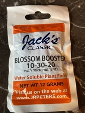 Jack’s Classic Blossom Booster Plant Food 10-30-20 Micronutrients 12g Packet