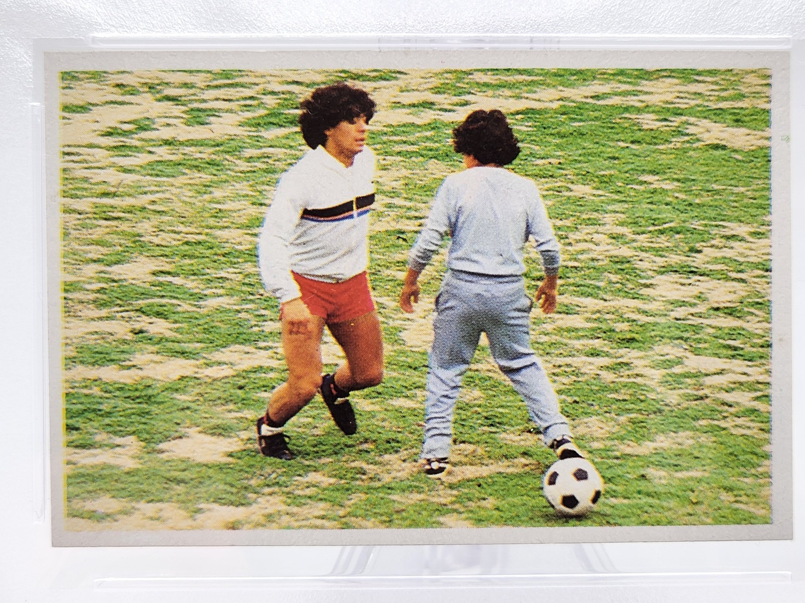 1984 Cromo Esport Soccer Maradona Sus "Driblings" Sus "Goles" #64 PSA 7 NM view 2