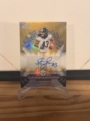 #ad 2025 Topps Chrome Troy Polamalu Hall Of Chrome Auto 50 50 = 1 1 Bookend $200.00