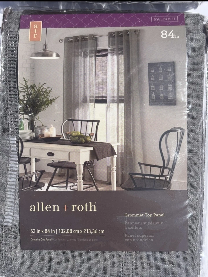 "Juego de 2 cortinas de panel gris Allen + Roth 52""x84"" nuevo sin etiquetas" Foto 2 de 3