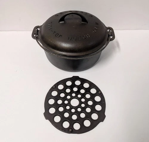 1930-1939 GRISWOLD No. #7 Tite-Top Cast Iron Dutch Oven Trivet Large Block Logo