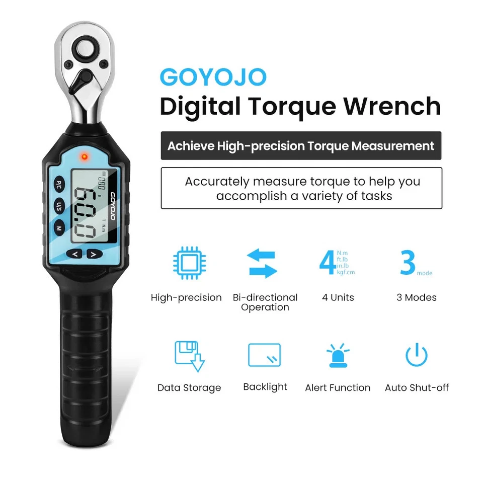 New Digital Preset Torque Wrench 1/2" 3/8" 1/4" Bidirectional Ratchet Head Prof - Image 2 of 4