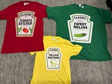 Set Of 3 Condiment Group Costume Halloween Shirts - Ketchup, Mustard, Relish